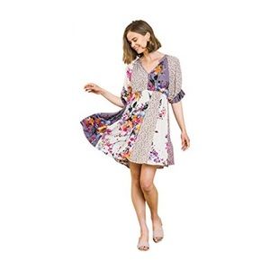 Umgee Baby Doll Patch Work Dress